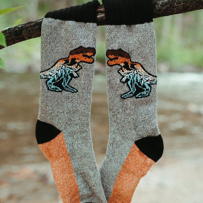 Grey T-Rex Hiking Socks