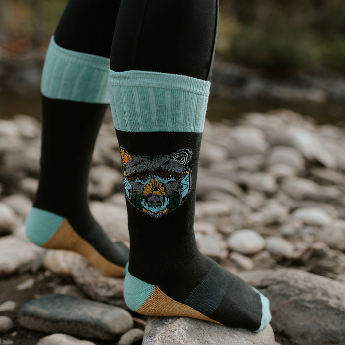 Bear Face Dark Grey Hiking Socks