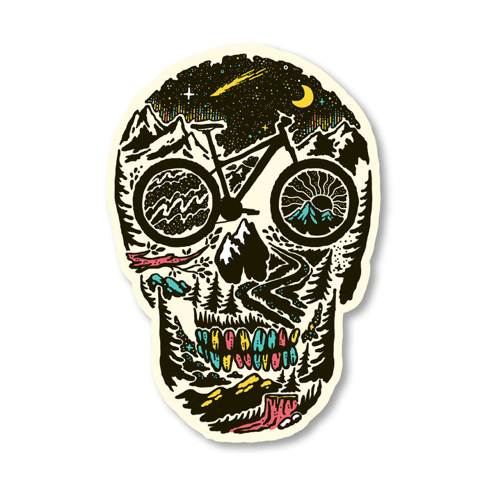 Mountain Bike Skull Sticker