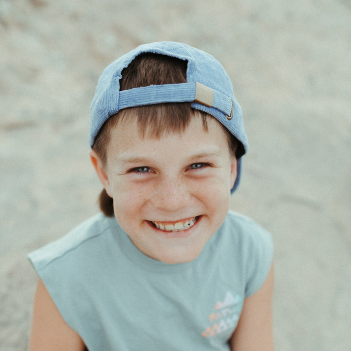 Happy Camper Blue Youth Corduroy Hat
