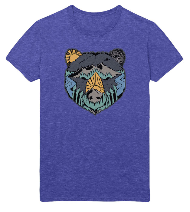 Bear Face T-Shirt - Heather Royal