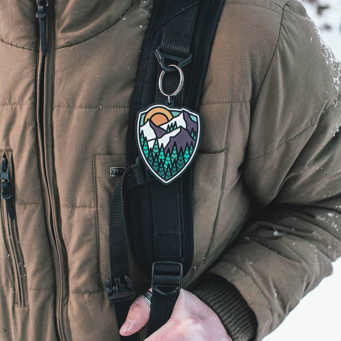 Microshield Keychain Mountain Shield Keychain — Atomicchild